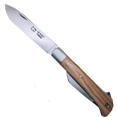 Couteau le Berger 2 lames carbonne olivier bois 